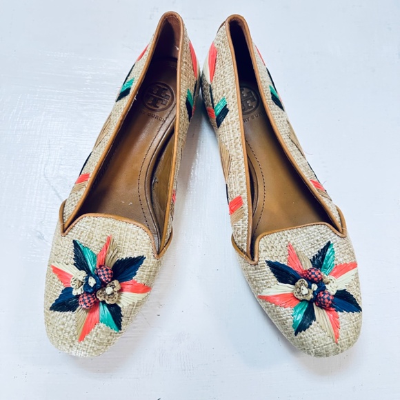 Tory Burch Geraldine Raffia Flats -  beige Flats, Shoes 5.5 M - Picture 8 of 8